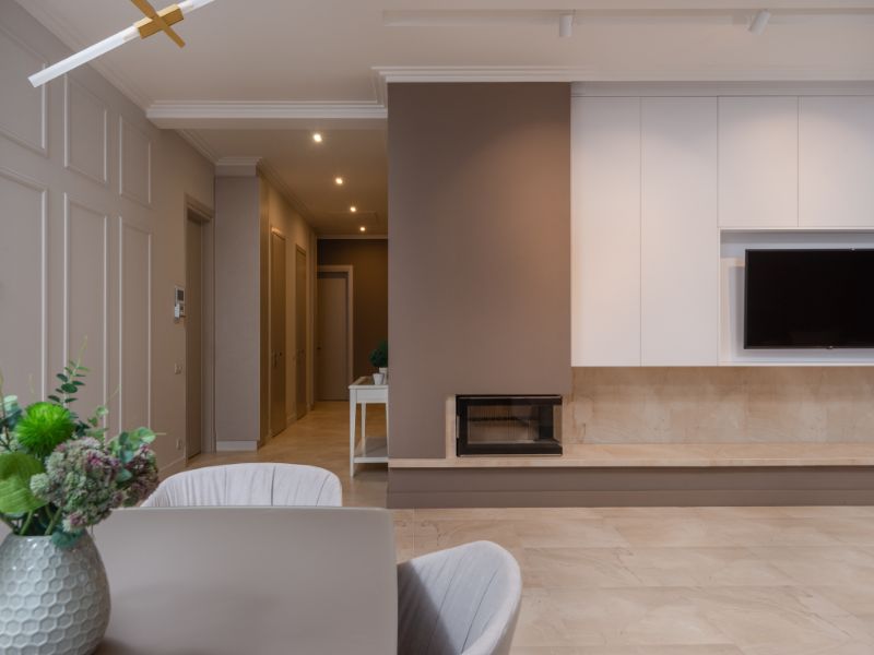 Trendy false ceiling for L-shaped living room - Beautiful Homes