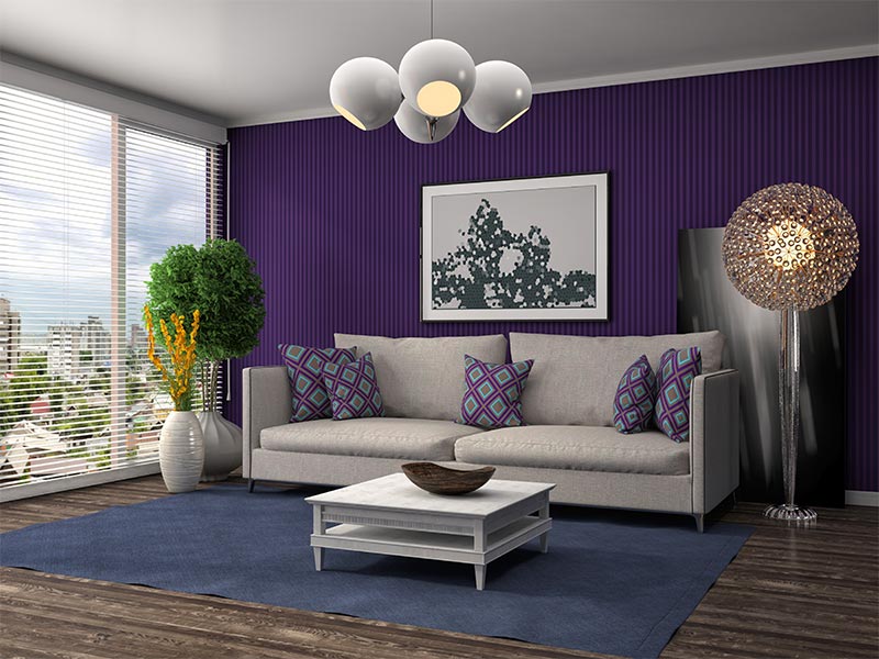 Purple & grey living room design ideas - Beautiful Homes