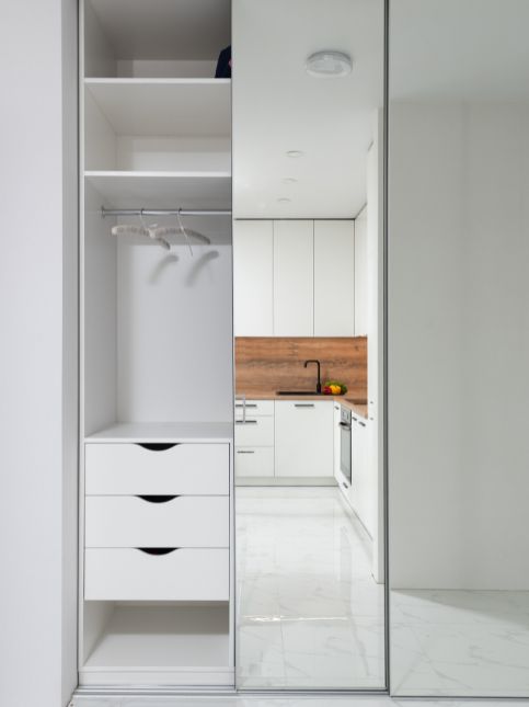 Plywood wardrobe designs with mirror door - Beautiful Homes