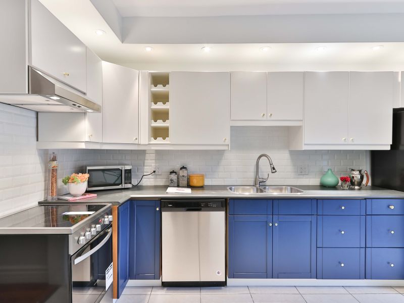 Cool Blue Kitchen Cabinet Designs- Beautiful Homes