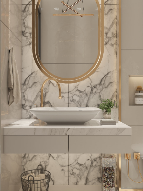 Gold toned traditional bathroom design for your bathroom design - Beautiful Homes