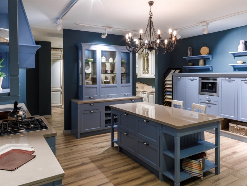 Blue Hues Modular Kitchen - Beautiful Homes