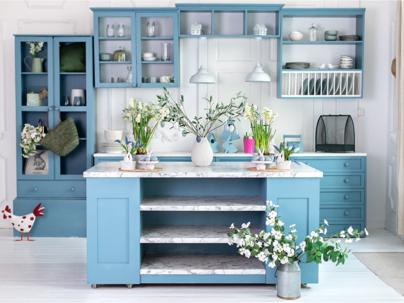 Turquoise Blue Modular Kitchen - Beautiful Homes