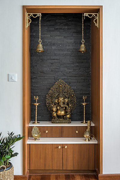 Wood finish pooja room design – Beautiful Homes