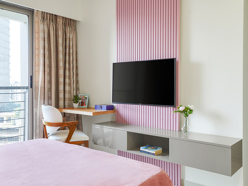 Simple floating TV unit installation in the bedroom - Beautiful Homes