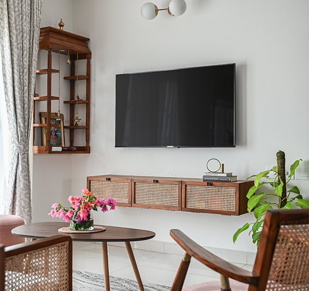 TV unit with mandir - Beautiful Homes