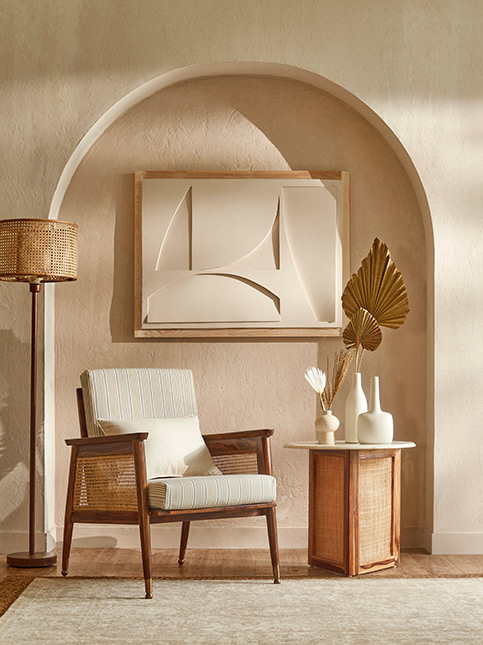 Neutral coloured texture wall finish for a corner of the room - Beautiful Homes