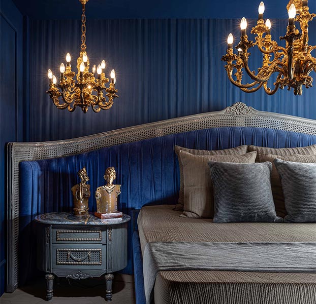 Blue Master Bed - Beautiful Homes