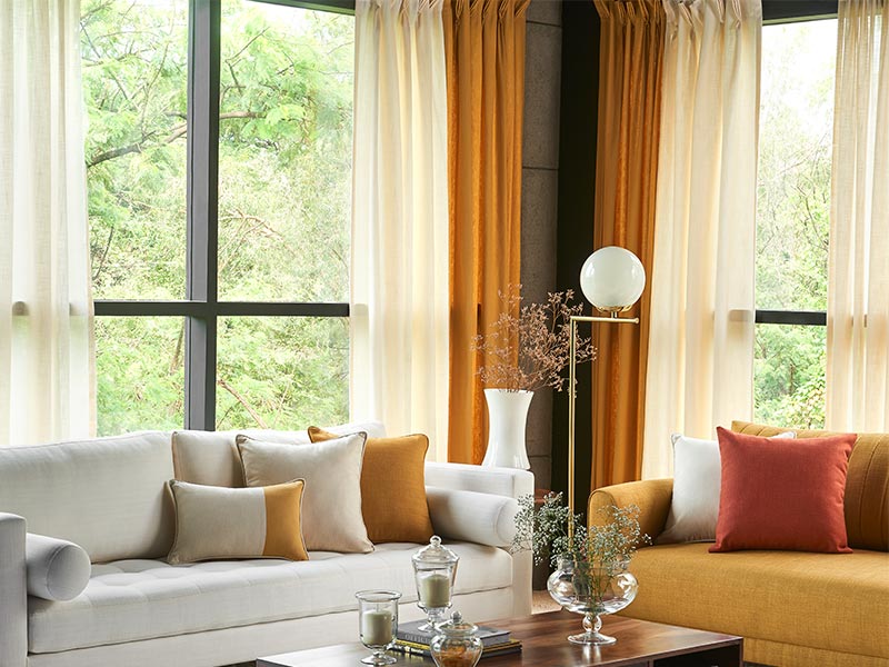 Stunning cream & orange curtain colour combination – Beautiful Homes