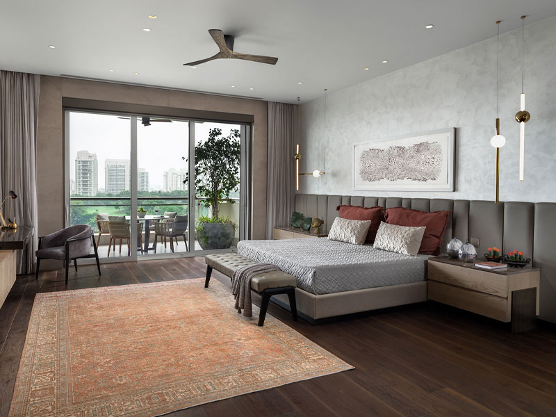 Contrasting bedroom rugs – Beautiful Homes