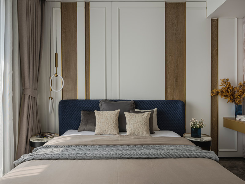 Blue upholstered headboard design for your bedroom design - Beautiful Homes