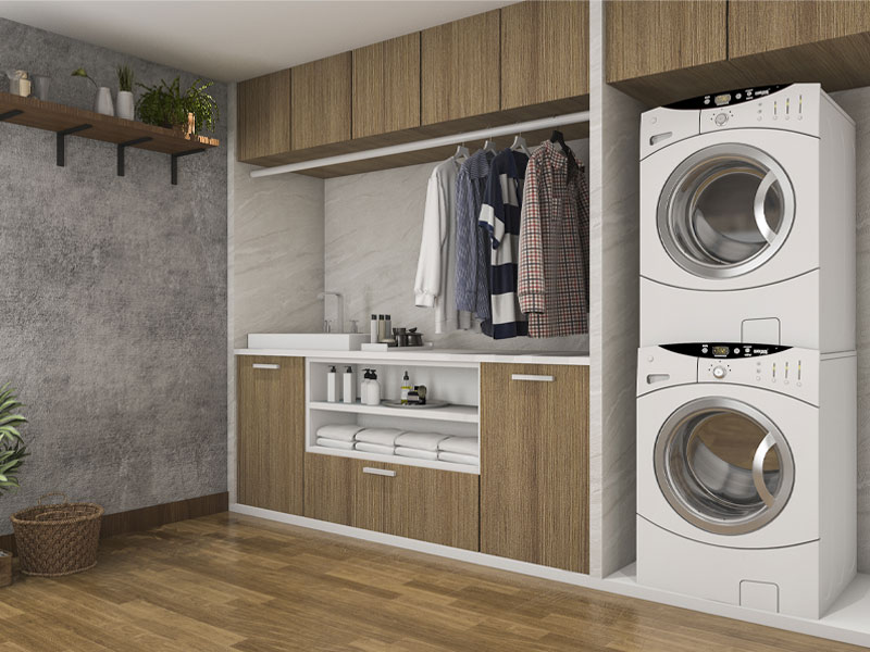 Wooden finish washing room design – Beautiful Homes