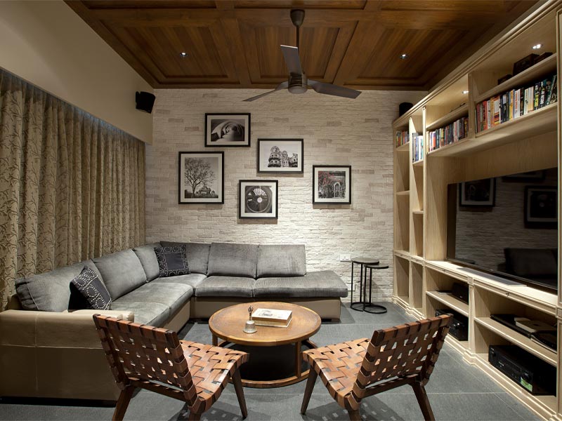 Living room interior design with brick wall - Beautiful Homes