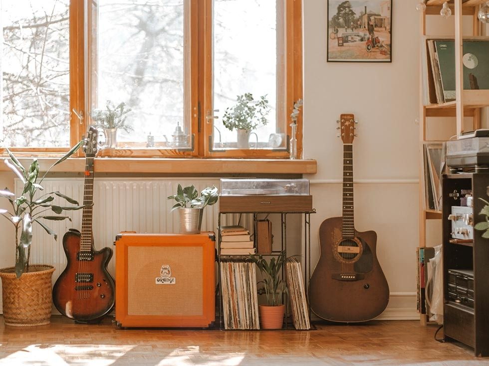 Music room corner with guitars – Beautiful Homes