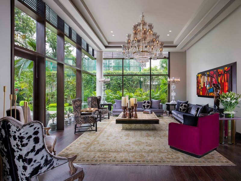 Glass wall floor to ceiling for grand living room – Beautiful Homes