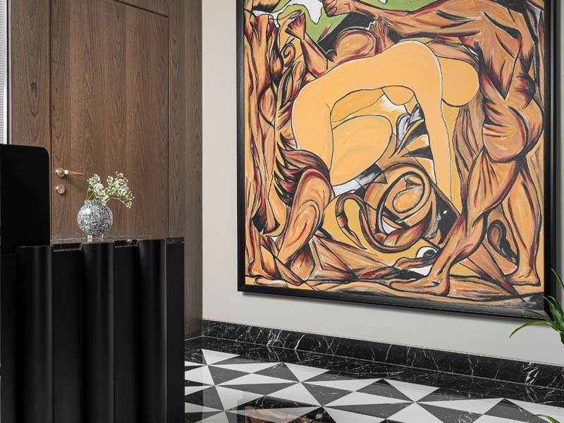 Patterned black marble with border – Beautiful Homes