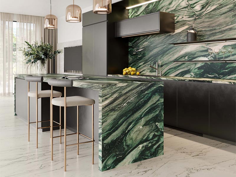 Green-toned marble wall tile design for your interiors - Beautiful Homes