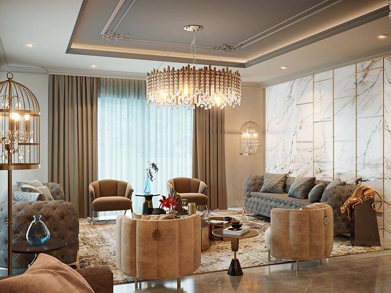 Grey floral false ceiling design with spotlights – Beautiful Homes