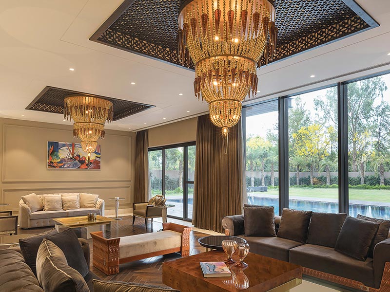 Beautiful Dark Brown Jali Ceiling Design - Beautiful Homes