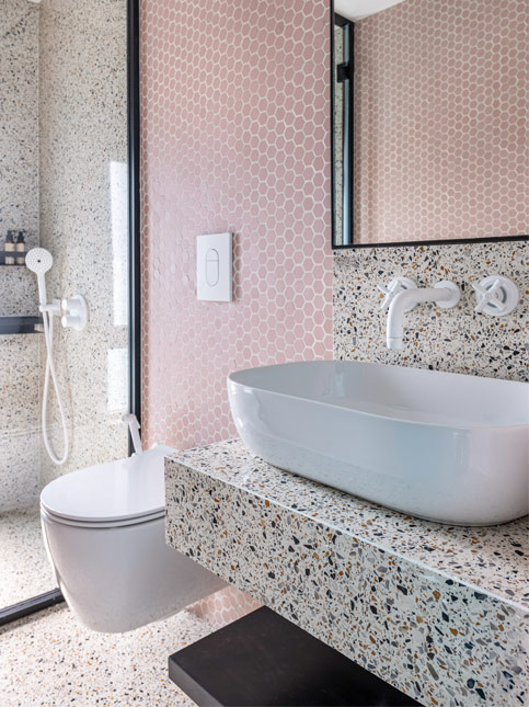 Pastel Pink Honeycomb Tiles - Beautiful Homes