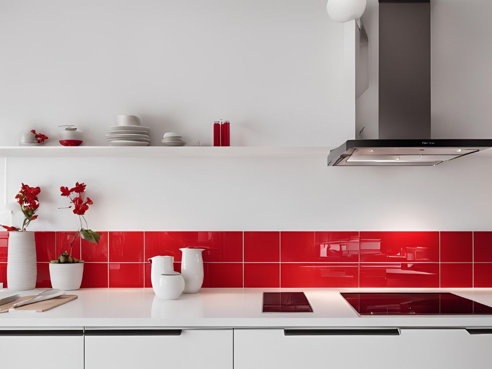 Bold red backsplash tiles - Beautiful Homes