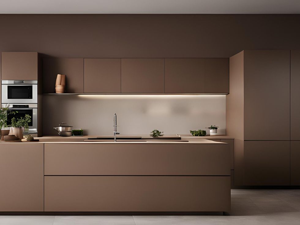 Minimalistic brown island kitchen - Beautiful Homes