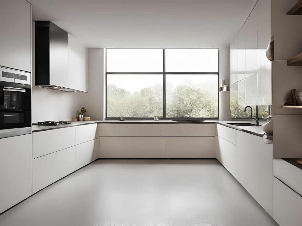 Minimalistic white u-shaped kitchen - Beautiful Homes