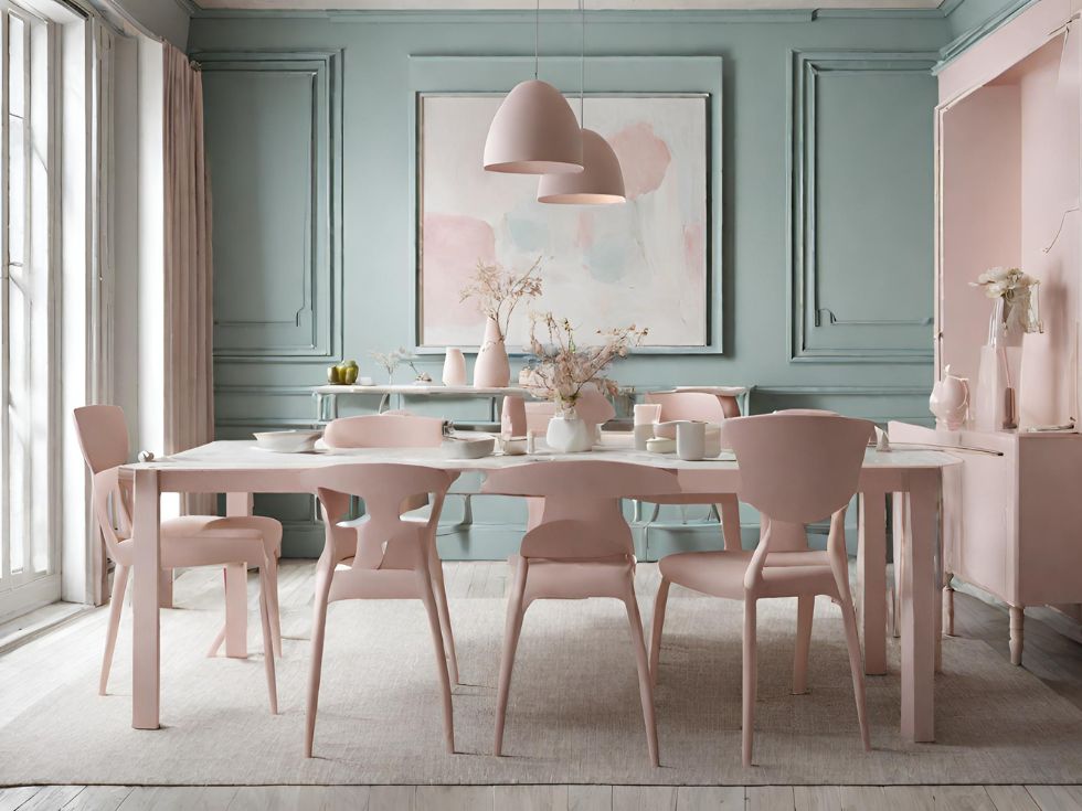 Pastel Pink Dining Table - Beautiful Homes