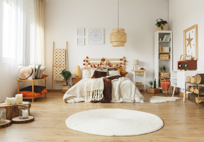 White Round Rug for Bedroom - Beautiful Homes