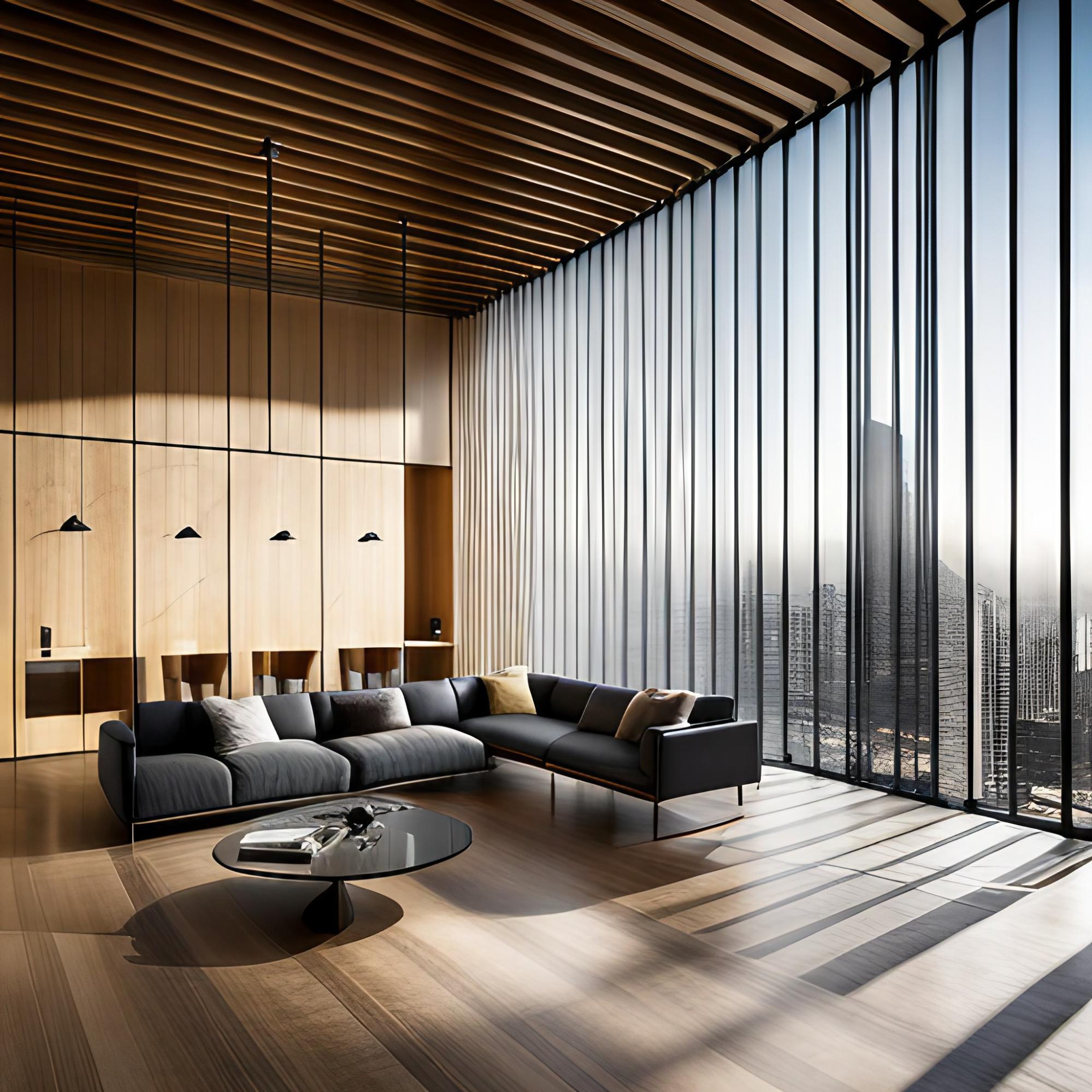 Fluted glass wall design for the living room - Beautiful Homes