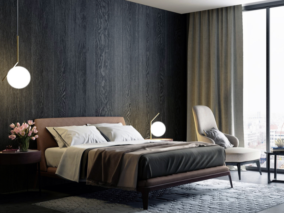 Bedroom With Black Theme Color - Beautiful Homes