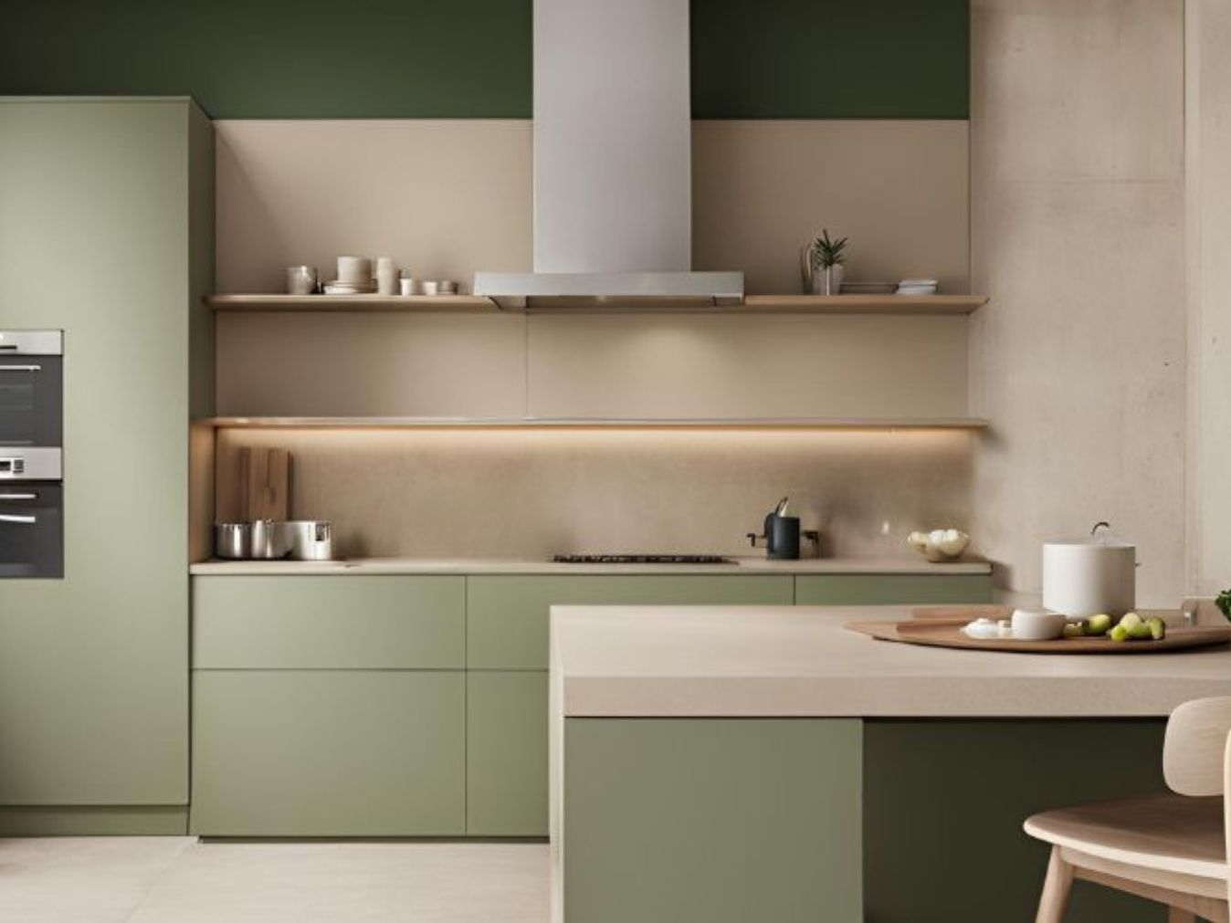 Simple green modular kitchen - Beautiful Homes