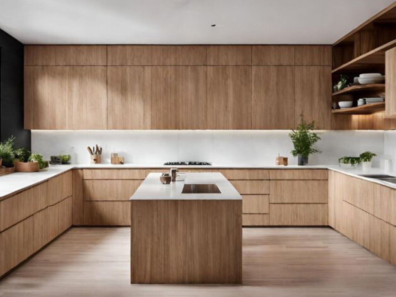 Wooden modular U-shaped kitchen - Beautiful Homes