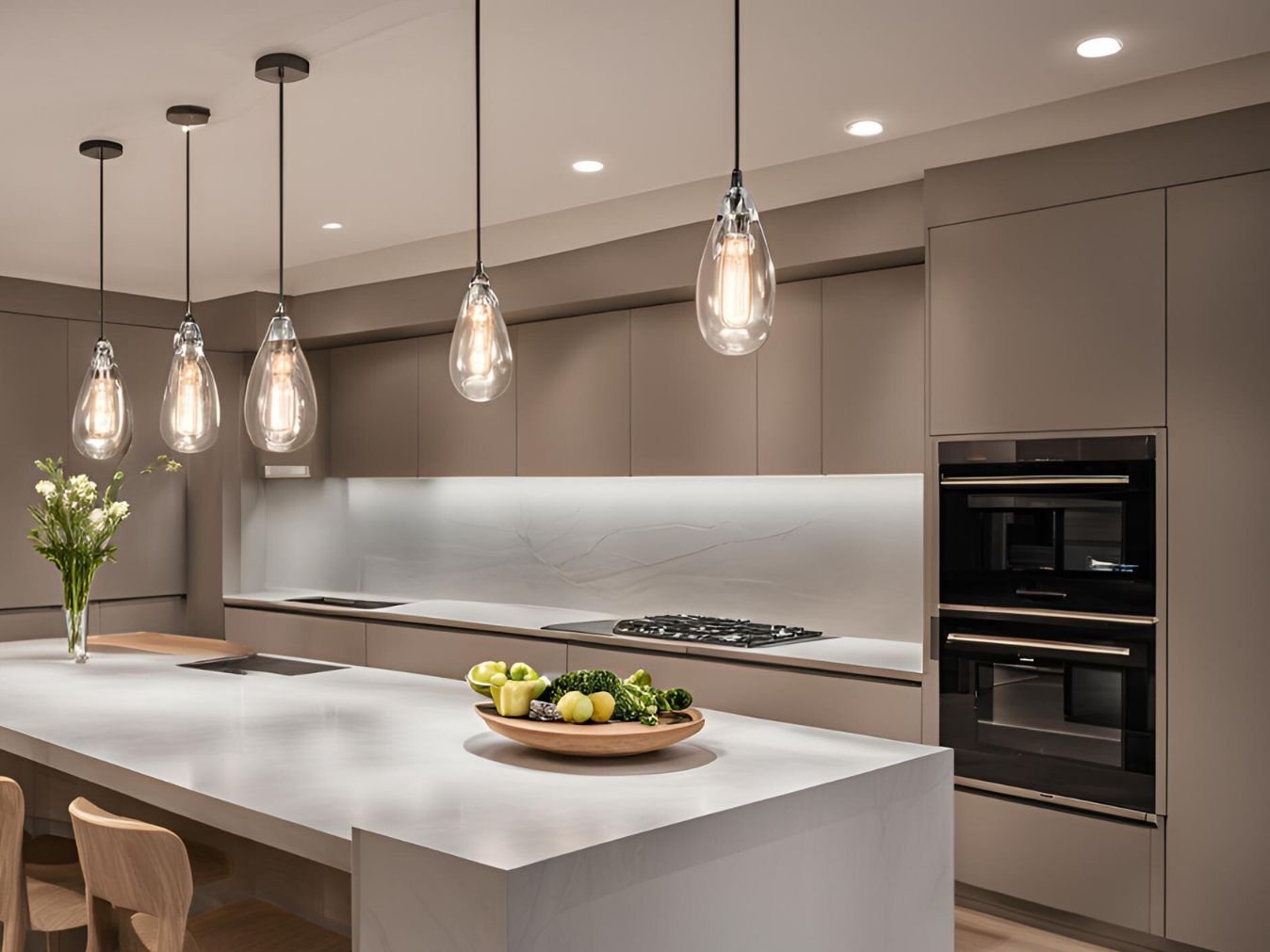 Beautiful pendant lights above kitchen island - Beautiful Homes