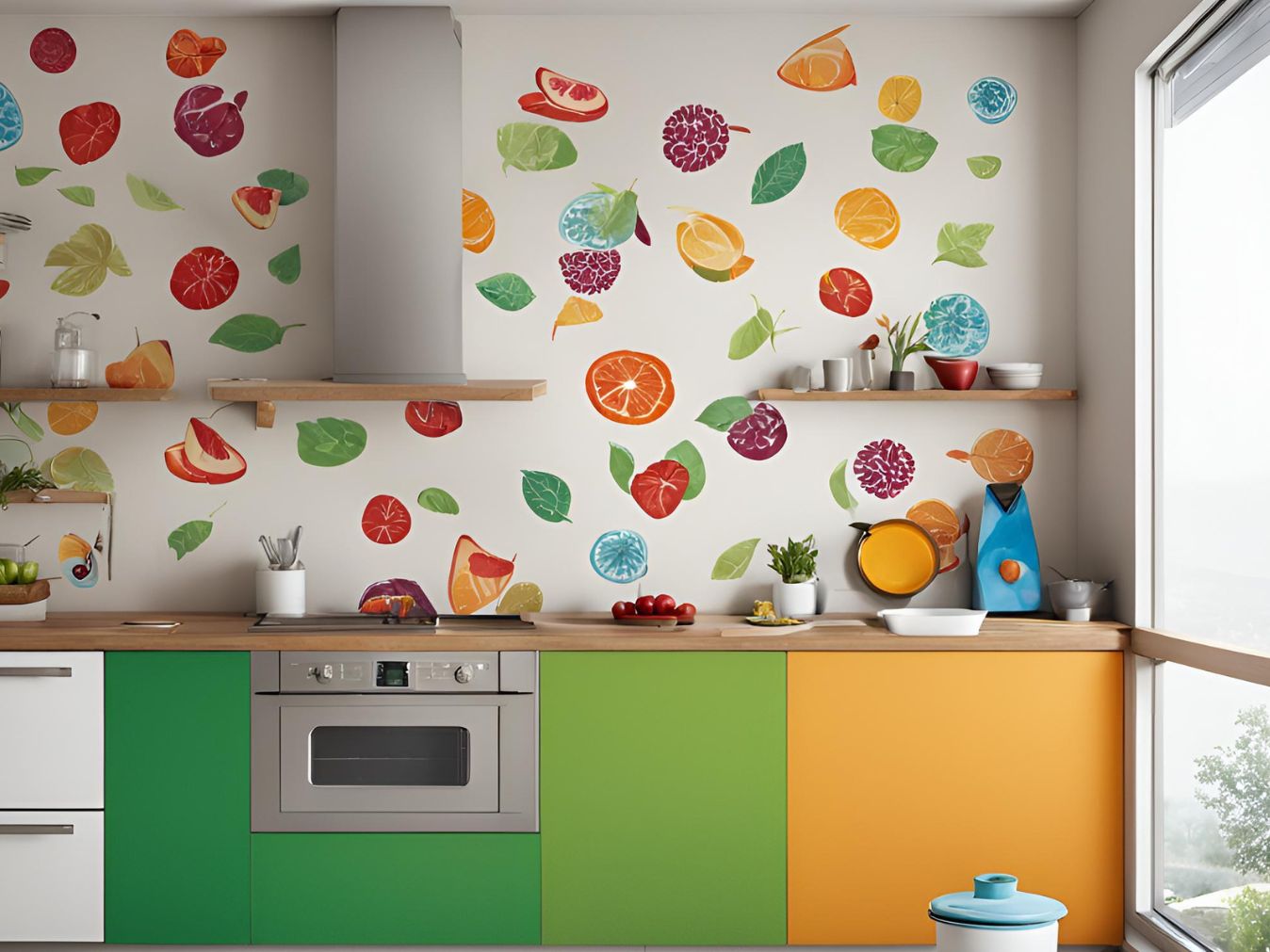 Bright wall decal in kitchen - Beautiful Homes