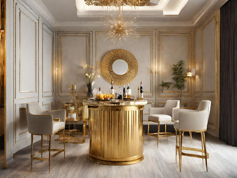 Golden Dining Room Mini Bars - Asian Paints