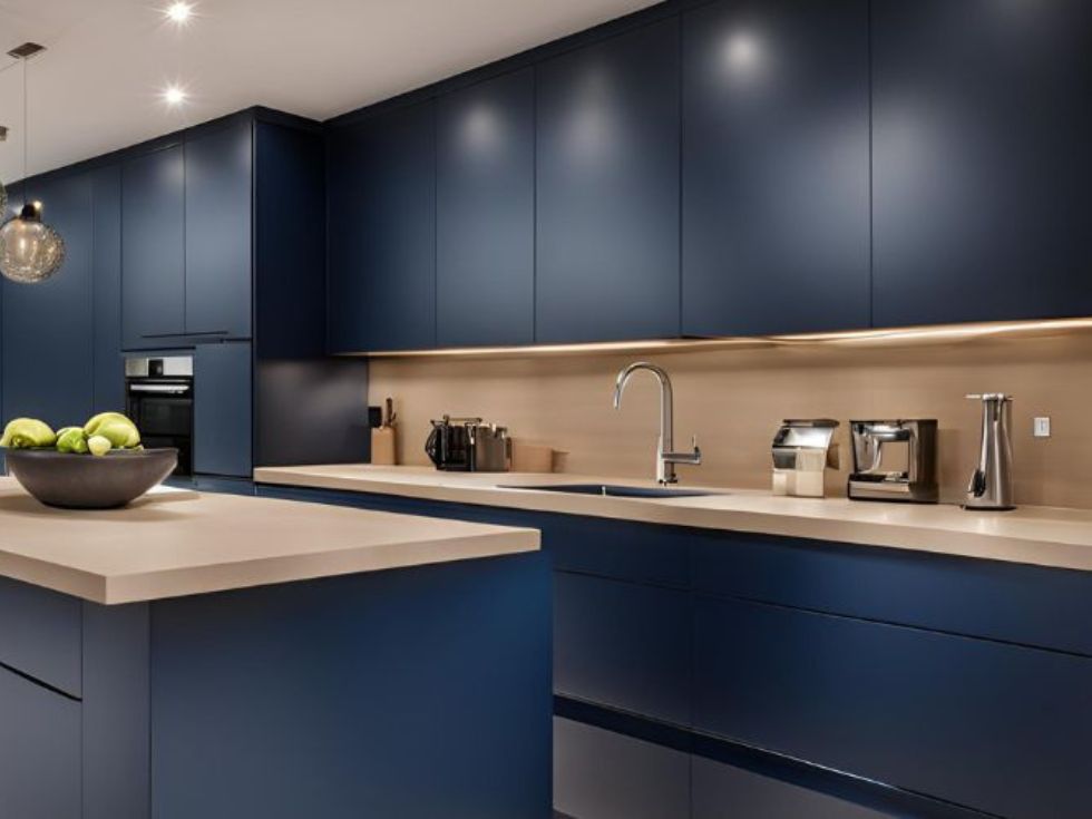 Modular kitchen with wooden countertop - Beautiful Homes