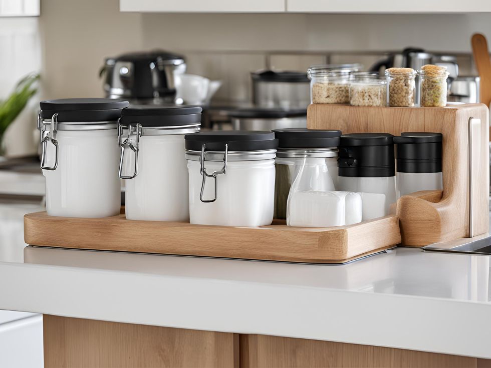 White table mounted containers - Beautiful Homes