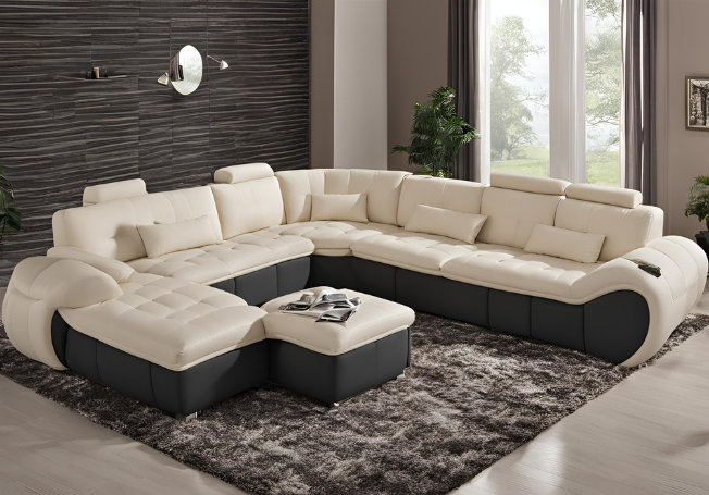Black and White Modern U-Shaped Sofa - Beautiful Homes