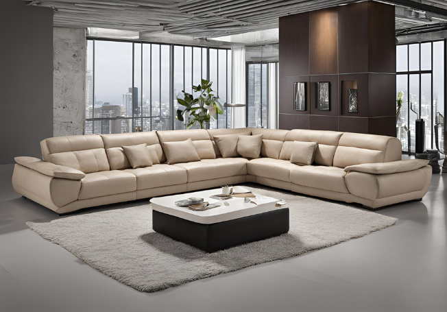 Off-White U-Shaped Sofa for Living Room - Beautiful Homes