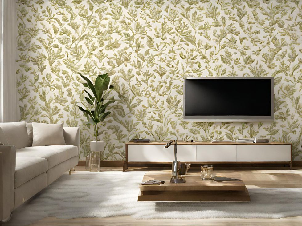 Aesthetic Green Leaf Wallpaper - Asian Paints