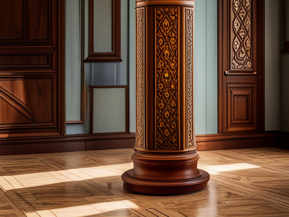 Carved wooden pillar for home interiors - Beautiful Homes