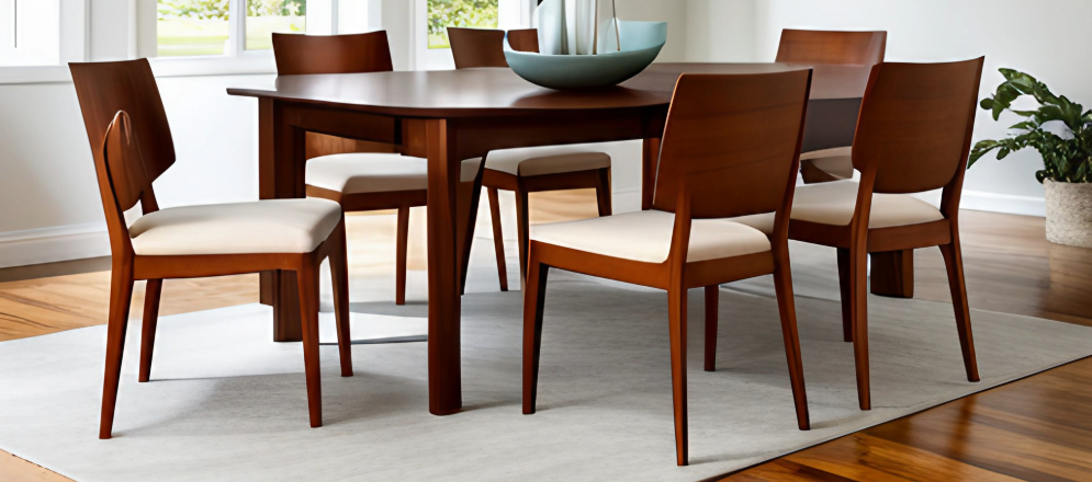 Simple white dining table rug - Beautiful Homes