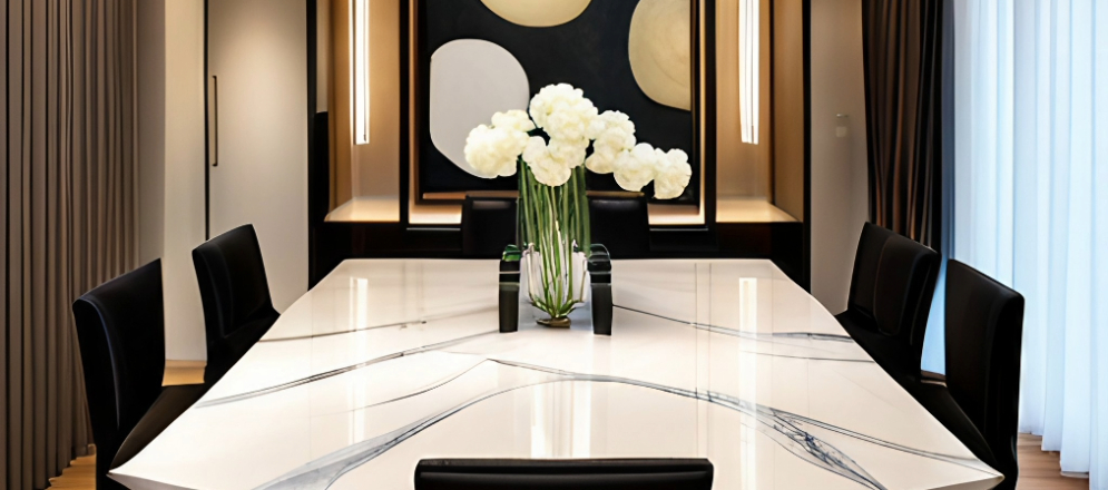 Sleek looking marble dining table for your modren dining room - Beautiful Homes