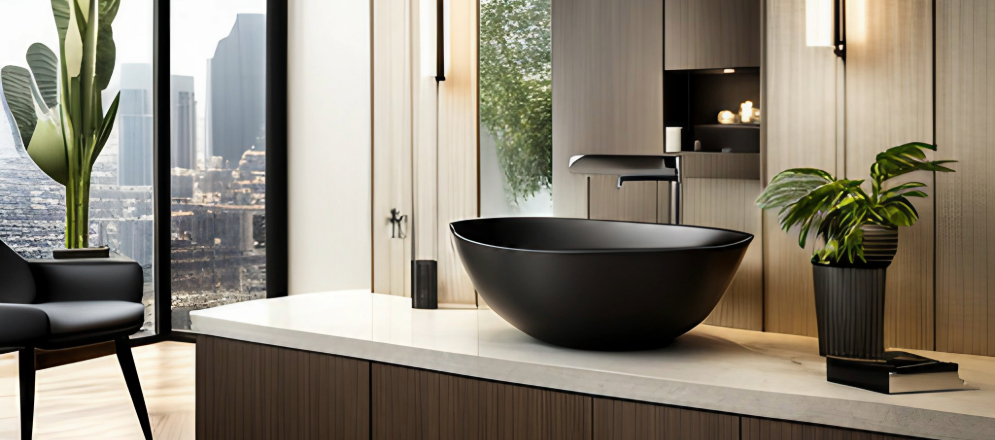 Modern and sleek Wash Basin with Vibrant Black Finish - Beautiful Homes