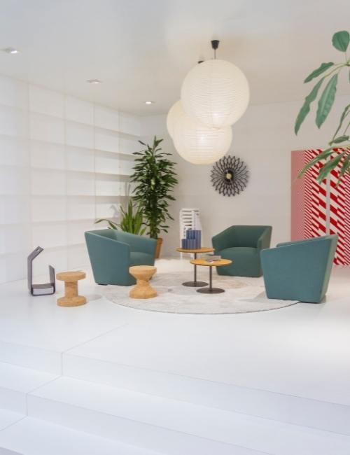 Add drama to your home interior by adding bold sofa for your classic white marble flooring - Beautiful Homes