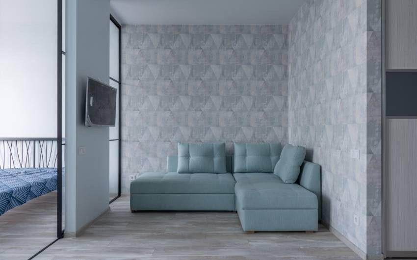 Geometrical wallpaper design pattern in the living room - Beautiful Homes Geometrical wallpaper design pattern in the living room - Beautiful Homes