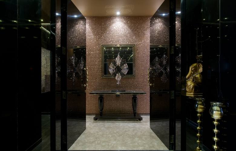 Wallpaper design for pooja room with glitter - Beautiful Homes