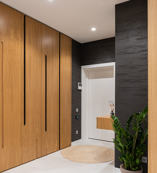 Hallway interior design with plant décor - Beautiful Homes