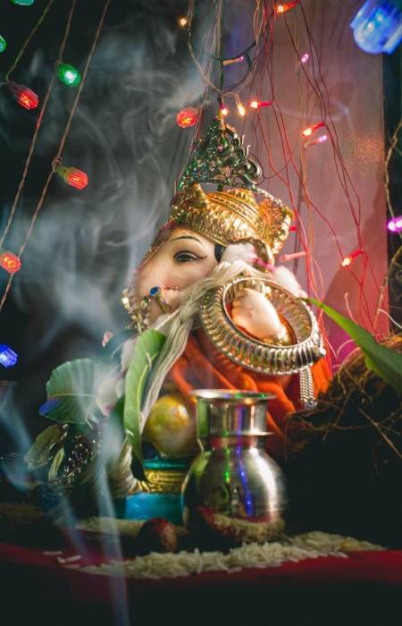 Home mandir light decoration with diya stand - Beautiful Homes